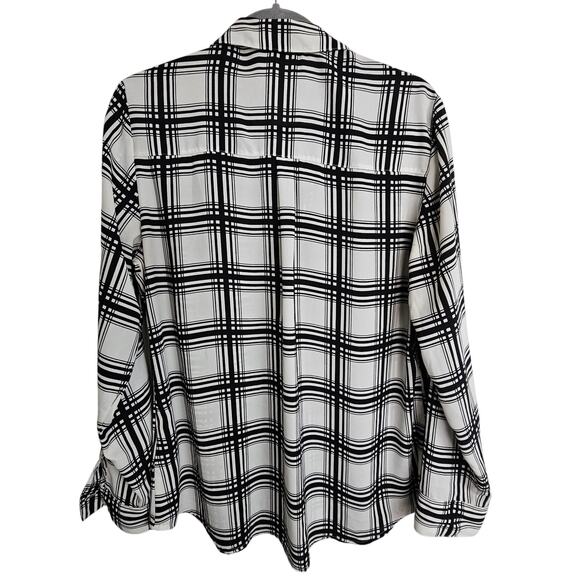 Express Shirt Women L White Black Plaid Shirt Portofino Express Portofin… - Picture 8 of 8